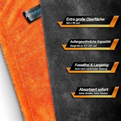 Autreykorn Trockentuch Auto Ultra-Absorbierend 90x60 cm 1400GSM