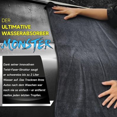 Autreykorn Trockentuch Auto Mikrofaser 90x60 cm, 700GSM, Ultra Absorbierend