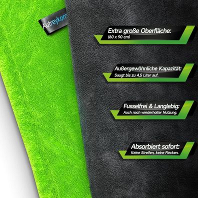 Autreykorn Trockentuch Auto 90x60 cm, 1400GSM, Ultra-Absorbierend