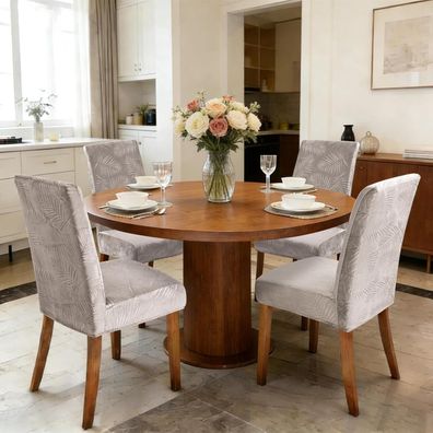Alishomtll Stuhlhussen 4er Set, Champagner, Universal Stretch Kurzflor