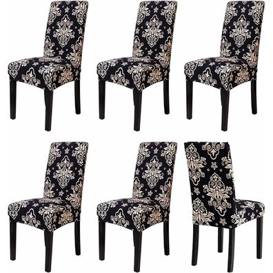 Sufdari Stuhlhussen 6er Set, Stretch Esszimmer Stuhlbezug Abnehmbar Waschbar