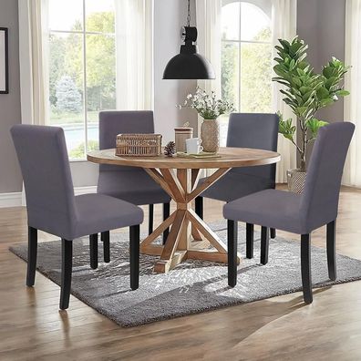 Sufdari Stuhlhussen 4er Set Grau - Stretch Esszimmer Stuhlbezug, Abnehmbar