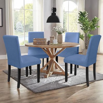 Sufdari Stuhlhussen 4er Set Blau - Stretch Esszimmer Stuhlbezug, Abnehmbar
