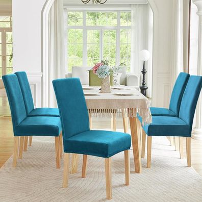 Alishomtll 4er Set Stretch Samt Stuhlhussen für Esszimmerstühle, waschbar