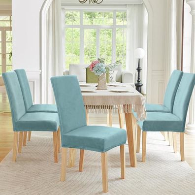 Alishomtll 4er Set Stretch Samt Stuhlhussen, Velours Stuhlbezug, elastisch