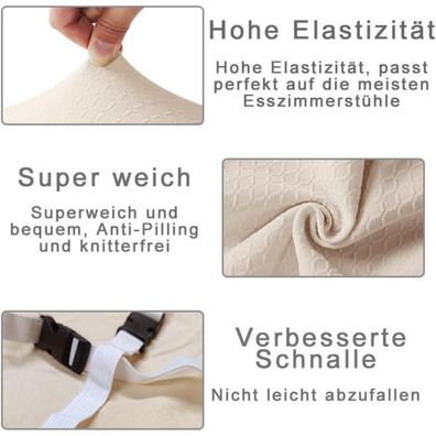 MOLVCE Jacquard Esszimmerstuhl Sitzbezüge 4er Set, Stretch, Wasserdicht