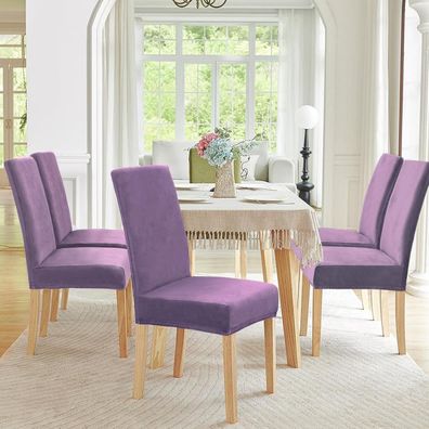 Alishomtll 6er Set Stretch Samt Stuhlhussen, Velour Stuhlbezug, Schwingstuhl