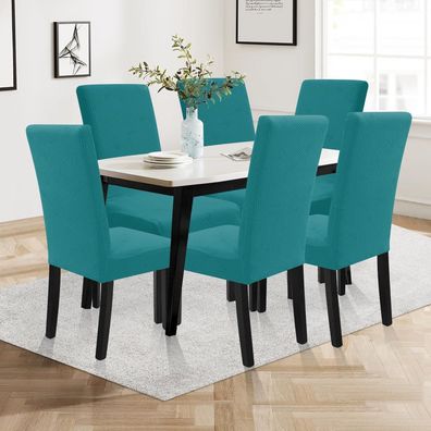 Ystyle 4er Set Stretch Stuhlhussen Türkis - Waschbare und elastische Stuhlbezüge