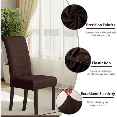 MOLVCE Stuhlhussen 4er Set Jacquard Stretch - Moderne Universalbezüge für