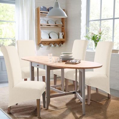 BalladHome Stuhlhussen 4 Stück XL Cremeweiß - Stretchhusse für Esszimmerstühle