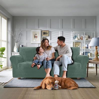 Cycmaco Samt Sofa Überzug für 3-Sitzer Sofas, elastisch, rutschfest