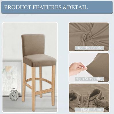 Lansheng Barhocker-Bezüge Khaki 2 Stück - Stretch, waschbar, abnehmbar für