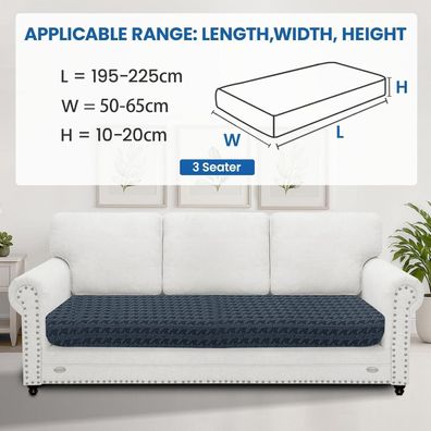Ystellaa Stretch Sitzkissenbezug für 3-Sitzer Sofa, rutschfest & elastisch