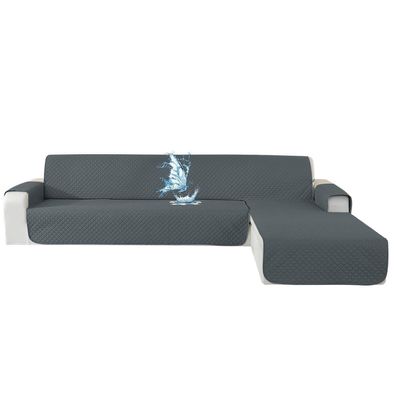 Cycmaco Wasserdichter L-Form Sofabezug für 2-Sitzer Ecksofa, Dunkelgrau, L 210
