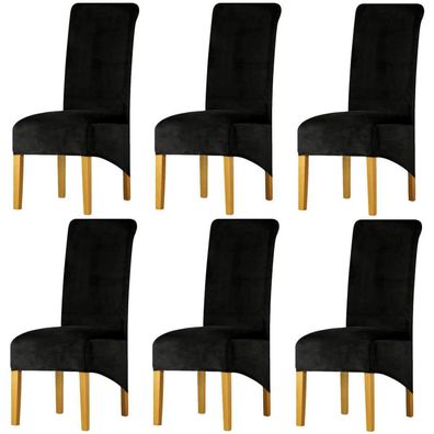 Lansheng Samt Stuhlhussen 6er Set - Abnehmbare, waschbare Stretch-Bezüge für