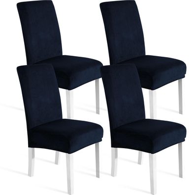 Ystyle Stuhlhussen Samt 4er Set - Universale Stretch Hussen für Stühle, Dunkel