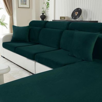 Cycmaco Samt Sitzkissenbezug für Sofas - Stretch, rutschfest & waschbar
