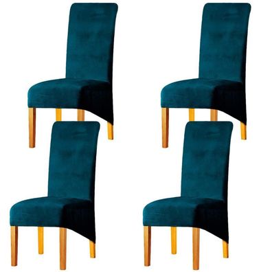 Lansheng Samt Stuhlhussen 4er Set - Abnehmbar, Waschbar, Stretch für