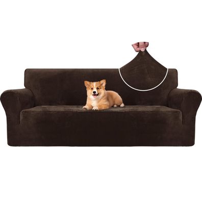 Cycmaco Samt Sofa Überzug 3 Sitzer - Elastisch, Rutschfest & Pflegeleicht für