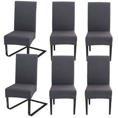 Hopelit Stuhlhussen 6er Set für Schwingstühle, Dunkelgrau, Waschbarer Spandex