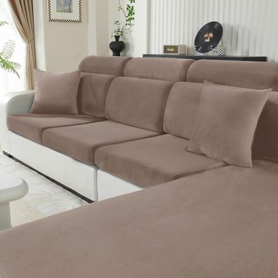 Cycmaco Samt Sitzkissenbezug, Stretch Sofa Überzug, rutschfest & waschbar
