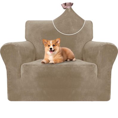 Cycmaco Samt Sofa Überzug 1 Sitzer, elastische Sesselhusse, Couchüberzug für
