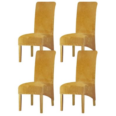 Lansheng Samt Stuhlhussen 4er Set - Abnehmbar, Waschbar, Stretch für