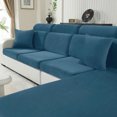 Cycmaco Samt Sitzkissenbezug für 3-Sitzer Sofas, Stretch, rutschfest, waschbar