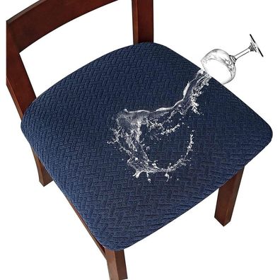 Lansheng Wasserdichte Jacquard Sitzbezüge für Esszimmerstühle, Marineblau