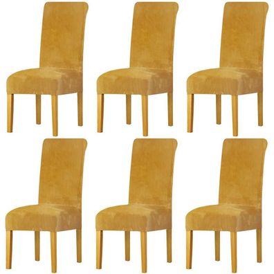Lansheng Stuhlhussen 6er Set, Universelle Waschbare Samt Stuhlbezüge für