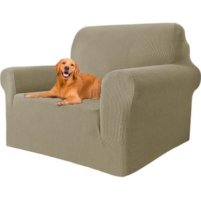Ystellaa High Stretch Sofa Überzug 1 Sitzer Sesselhusse rutschfest Khaki