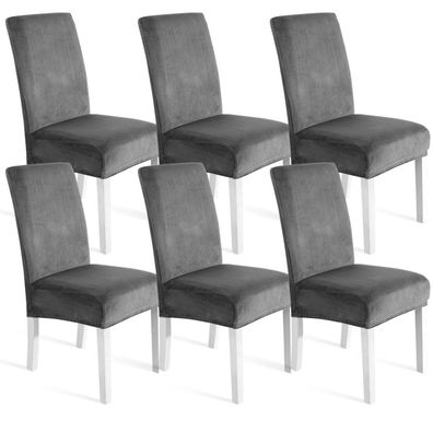 Ystyle Stuhlhussen 6er Set aus Samt, universale Stretch-Überzüge, weich