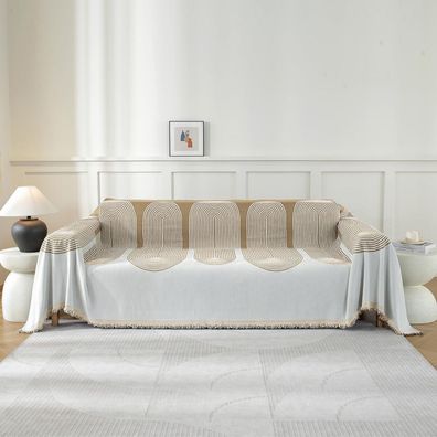 Ystellaa Sofa Überwurfdecke 180x340cm Chenille, Khaki-Arc, 3-Sitzer Couch