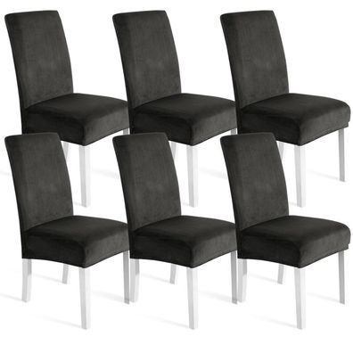 Ystyle Stuhlhussen Samt 6er Set - Universale Stretch-Hussen für Stühle, Dunkel