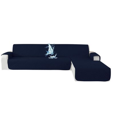 Cycmaco Wasserdichter L-Form Sofabezug für 3-Sitzer Ecksofas, Dunkelblau, 255 cm