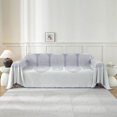 Ystellaa Chenille Sofa Überwurfdecke 1 Sitzer, 180x230cm, Hellgrau-Arc, mit