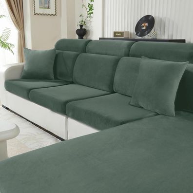 Cycmaco Samt Sitzkissenbezug für Chaiselongue, Stretch, rutschfest, waschbar