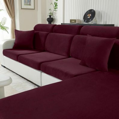Cycmaco Samt Sitzkissenbezug für Sofas, Stretch, rutschfest, waschbar, Großer
