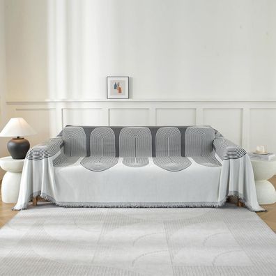 Ystellaa Chenille Sofa Überwurfdecke 1 Sitzer, 180x230cm, Dunkelgrau-Arc, mit