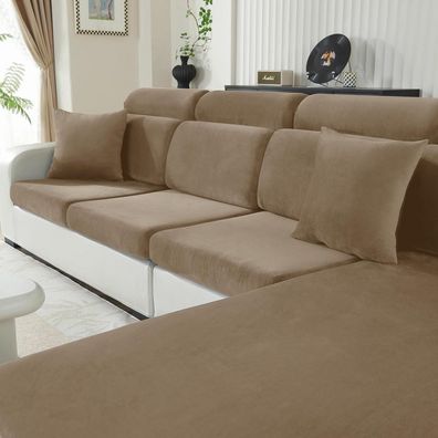 Cycmaco Samt Sitzkissenbezug für 1-Sitzer Sofa, Stretch, rutschfest, waschbar