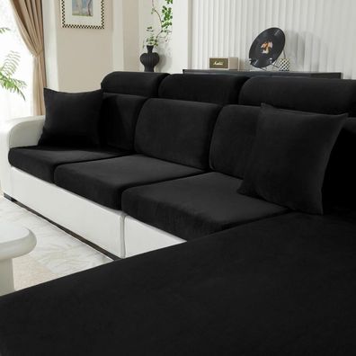 Cycmaco Samt Sitzkissenbezug für 2-Sitzer Sofa, Stretch, rutschfest, waschbar