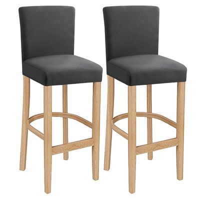 Lansheng Barhocker-Bezüge, 2 Stück, Grau, Stretch, waschbar, abnehmbar für