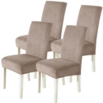 Cycmaco Stuhlhussen Samt 4er Set - Stretch Stuhlbezüge für Schwingstühle und