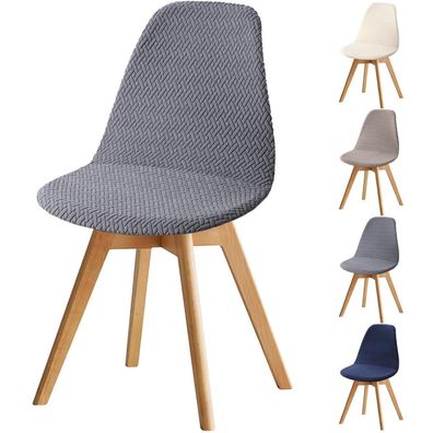 Fuloon 6er Set Stuhlhussen Jacquard Shell Grau, Stretch, abnehmbar und waschbar