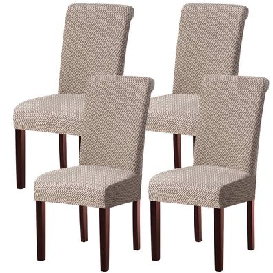 Keluina Moderne Stuhlhussen Khaki, 4 Stück - Stretch Stuhlbezug für