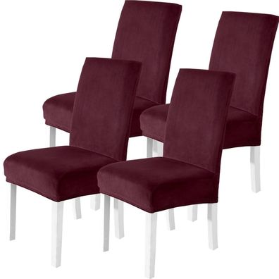 Cycmaco Stuhlhussen Samt 4er Set, Stretch Stuhlbezüge für Hochlehner und