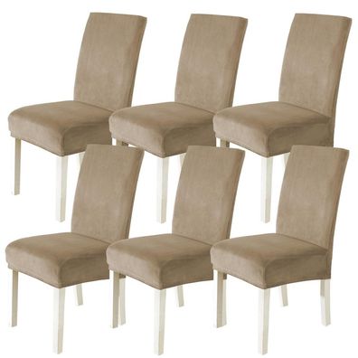 Cycmaco Stuhlhussen Samt 6er Set, Stretch Stuhlbezüge für Hochlehner und