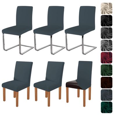 jabeick Elastische Stuhlhussen 6er Set für Esszimmer, Küche, Hotel - Graublau