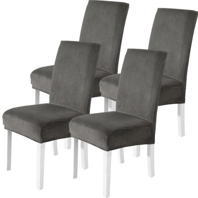 Cycmaco Stuhlhussen Samt 4er Set - Stretch Stuhlbezug für Schwingstuhl
