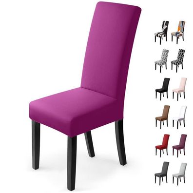 BalladHome Stuhlhussen 2 Stück, Violett - Stretch-Stuhlbezug, elastisch